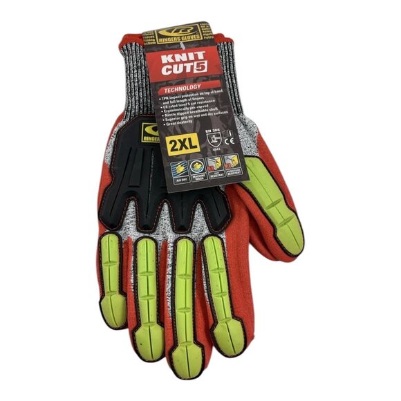 Ringers Gloves Knit Cut5 Sandy Nitrile Dip Impact Cut Resistant Gloves 2XL - Picture 10 of 10